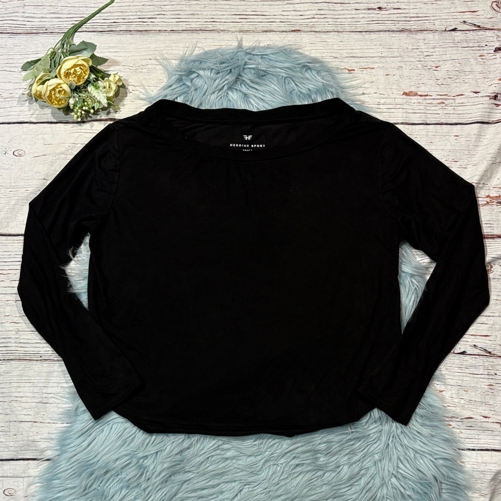 Heroine Sport Faux Suede Black Long Sleeve Top